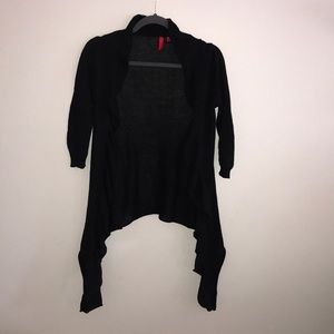 Black mid sleeve ruffled cardigan